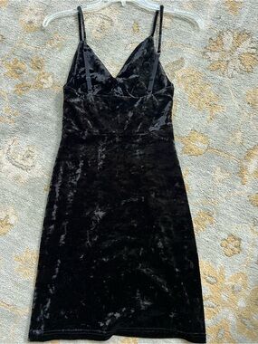 Free people Black Velvet Slip Dress with Spaghetti Straps XS